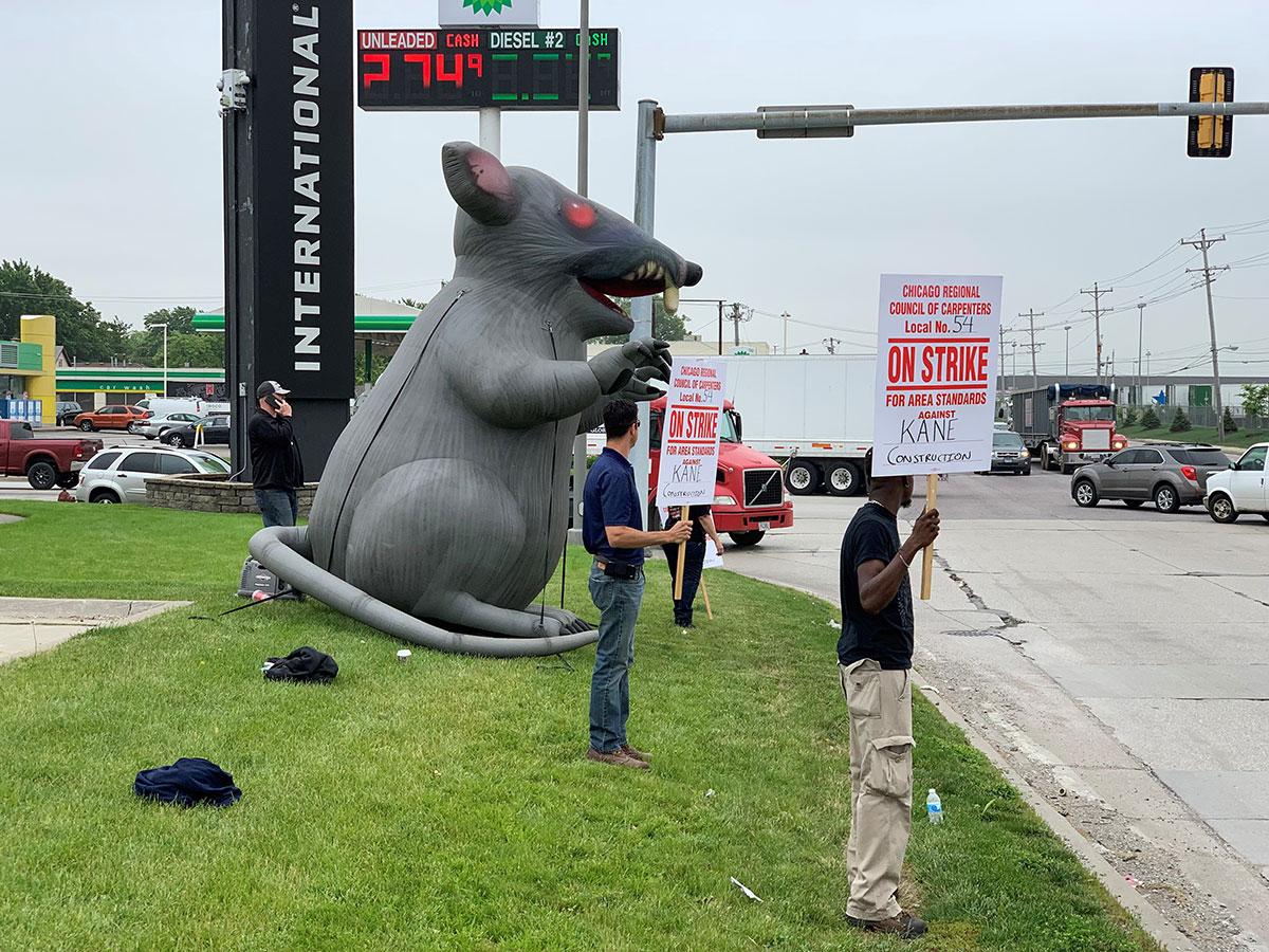 Scabby the rat and Local 54 fighting for fair wages & benefits