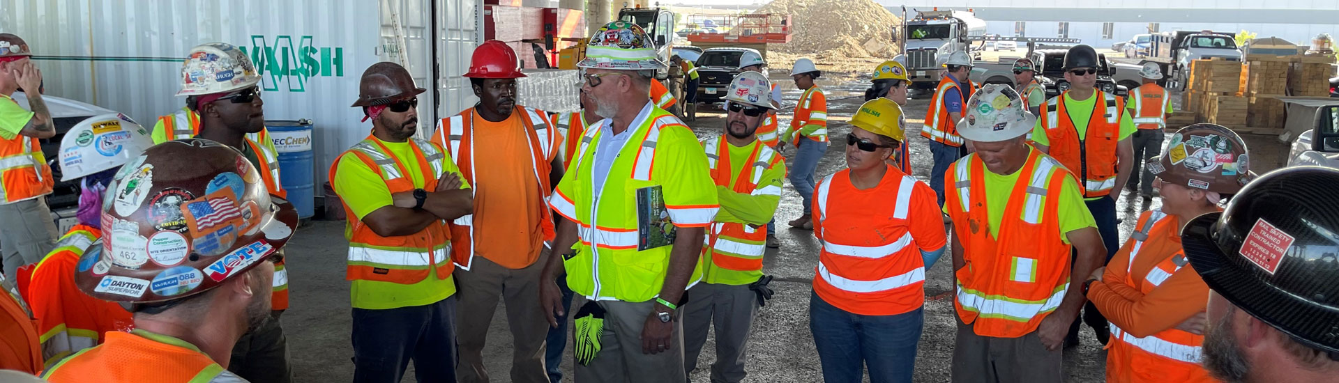 Large group of Local 54 carpenters in safety gear